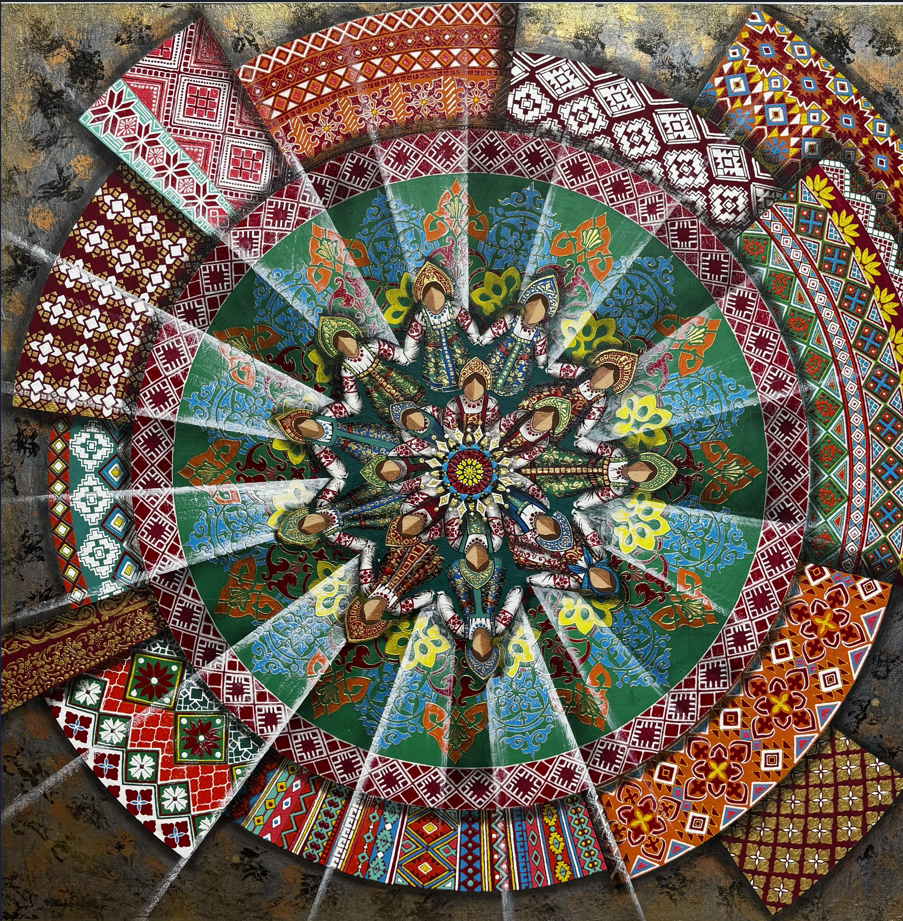 Large art canvas in warm tones